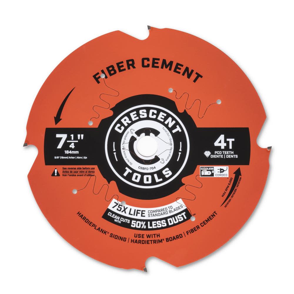 Crescent Circular Saw Blade 7 1/4″ x 4 Tooth Fiber Cement - Flockneti