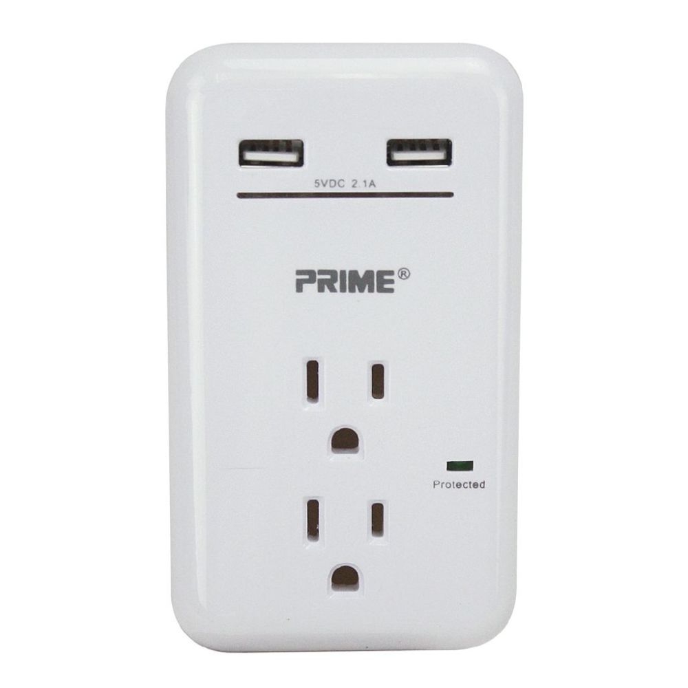 Prime 3 Prong 2 Outlet with 2 Port USB Charger - Flockneti
