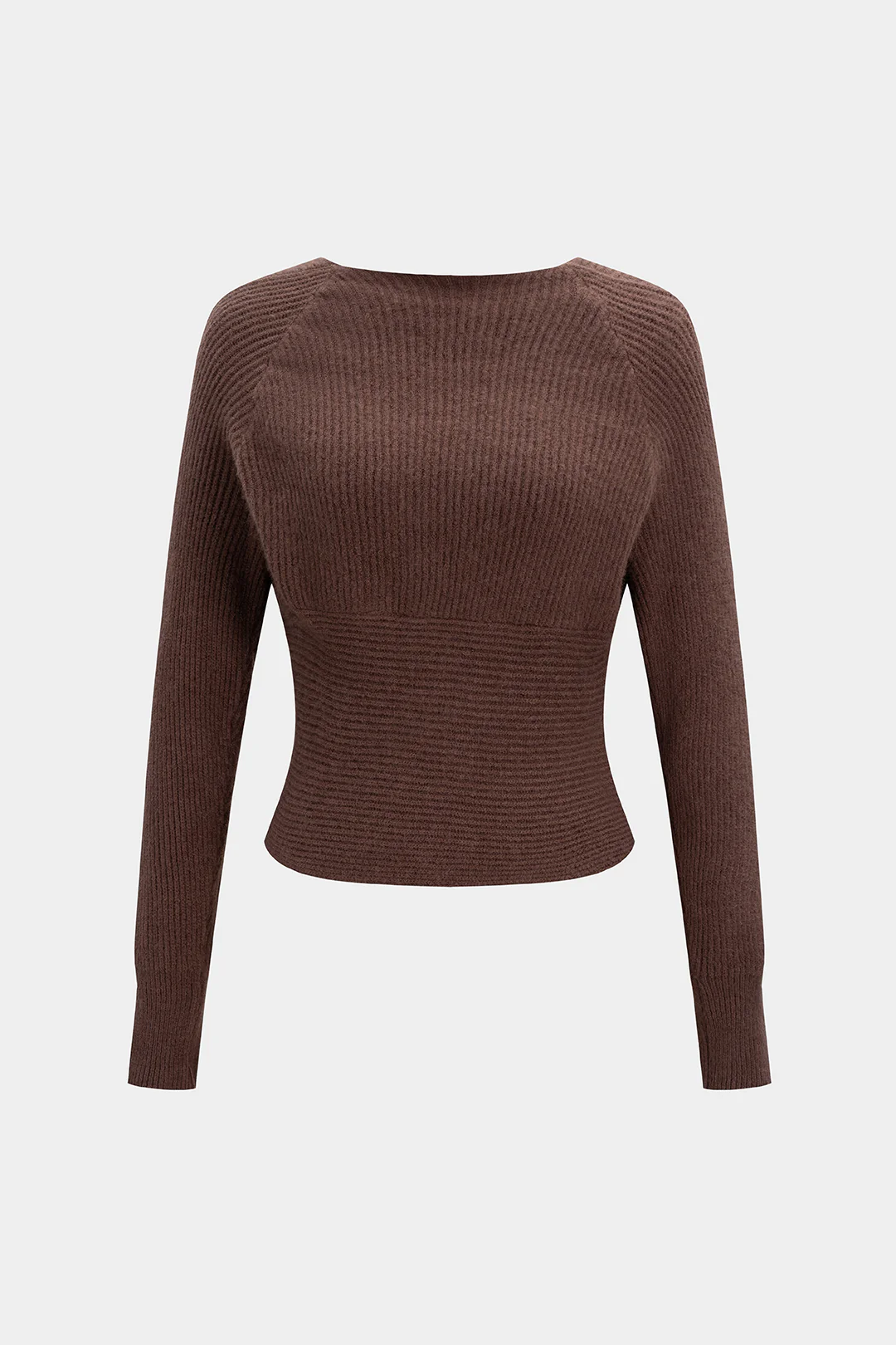 Knit Crossed V-Neck Long-Sleeve Top - Flockneti