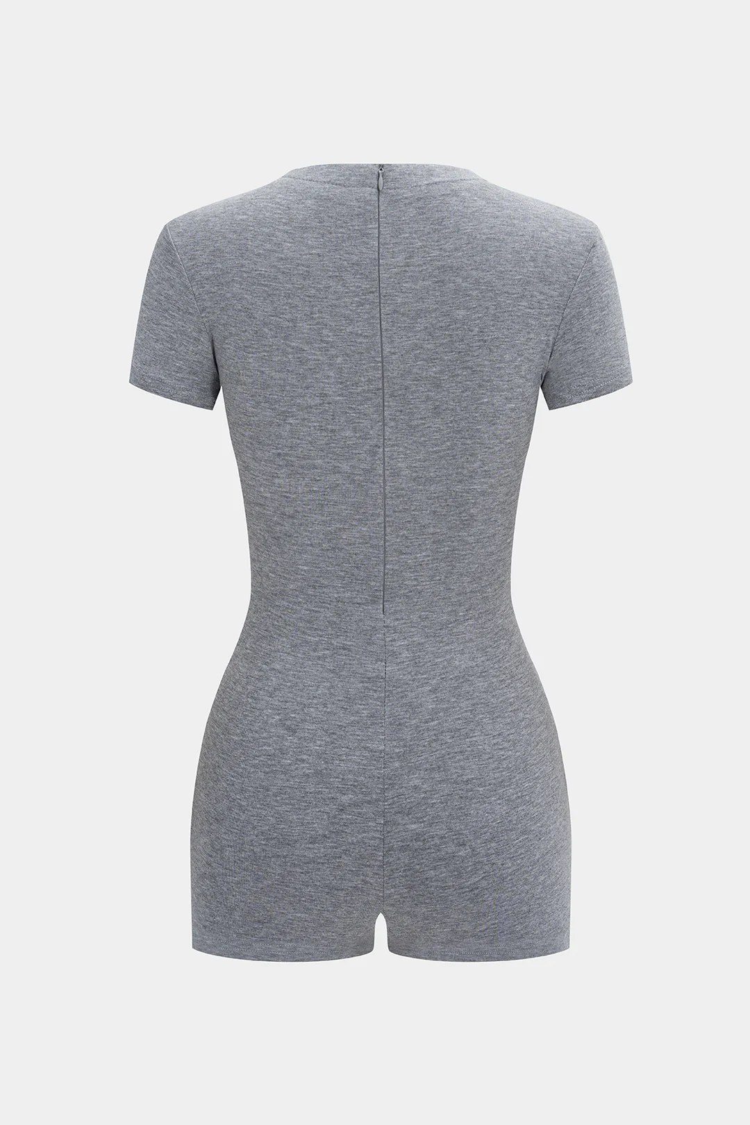 Zipper Strappy V-Neck Short Sleeve Romper - Flockneti