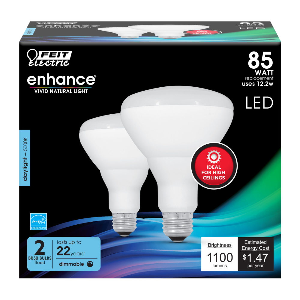 Feit Electric 85W BR30 5000K Dimmable Reflector LED Bulb 2pk - Flockneti
