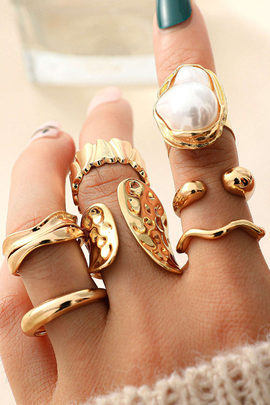 Alloy Irregular Geometric Rings - Flockneti
