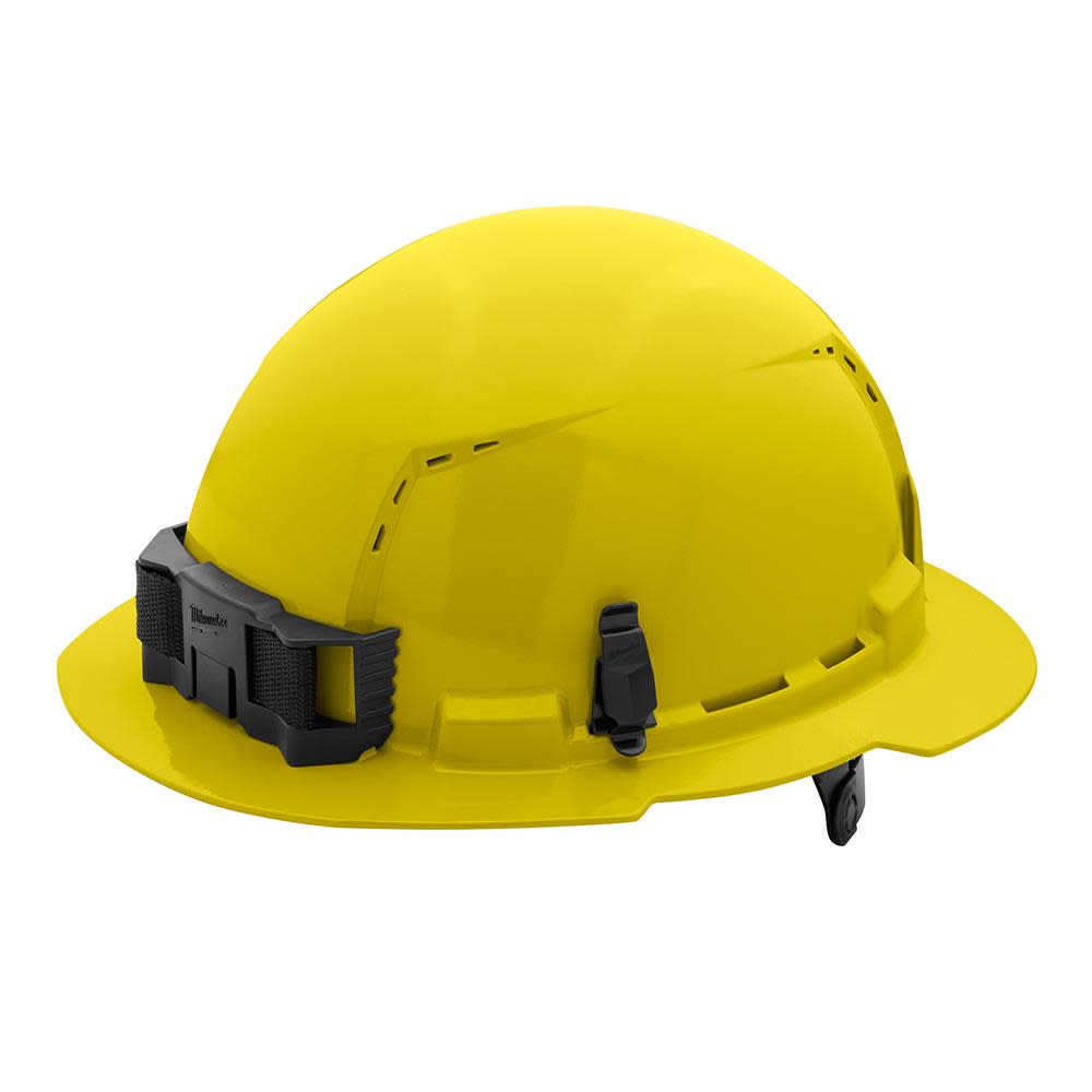 Milwaukee Yellow Full Brim Vented Hard Hat with 6pt Ratcheting Suspension Type 1 Class C - Flockneti