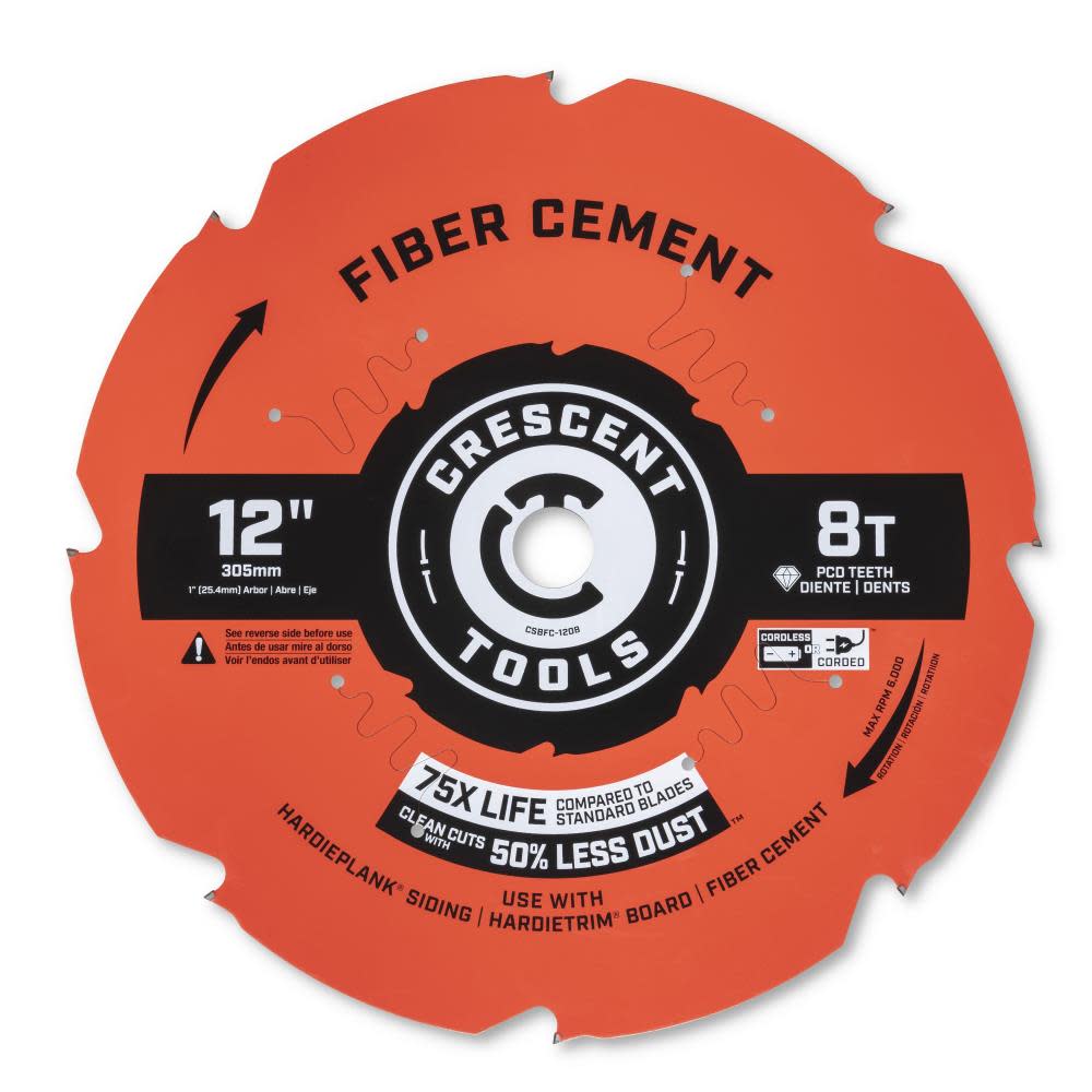Crescent APEX Circular Saw Blade 12″ x 8 Tooth Fiber Cement - Flockneti
