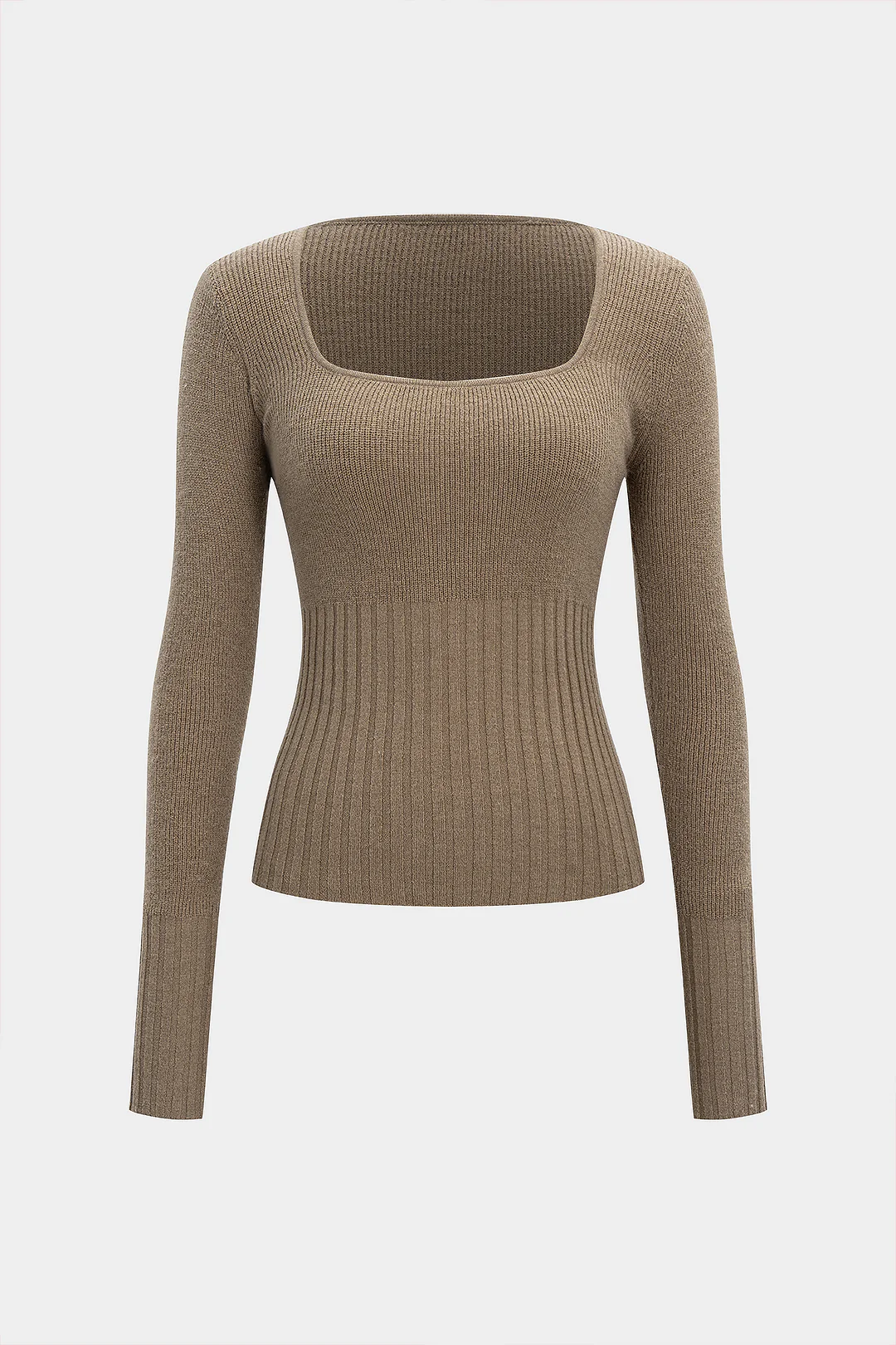 Knit Square Neck Long-Sleeve Top - Flockneti