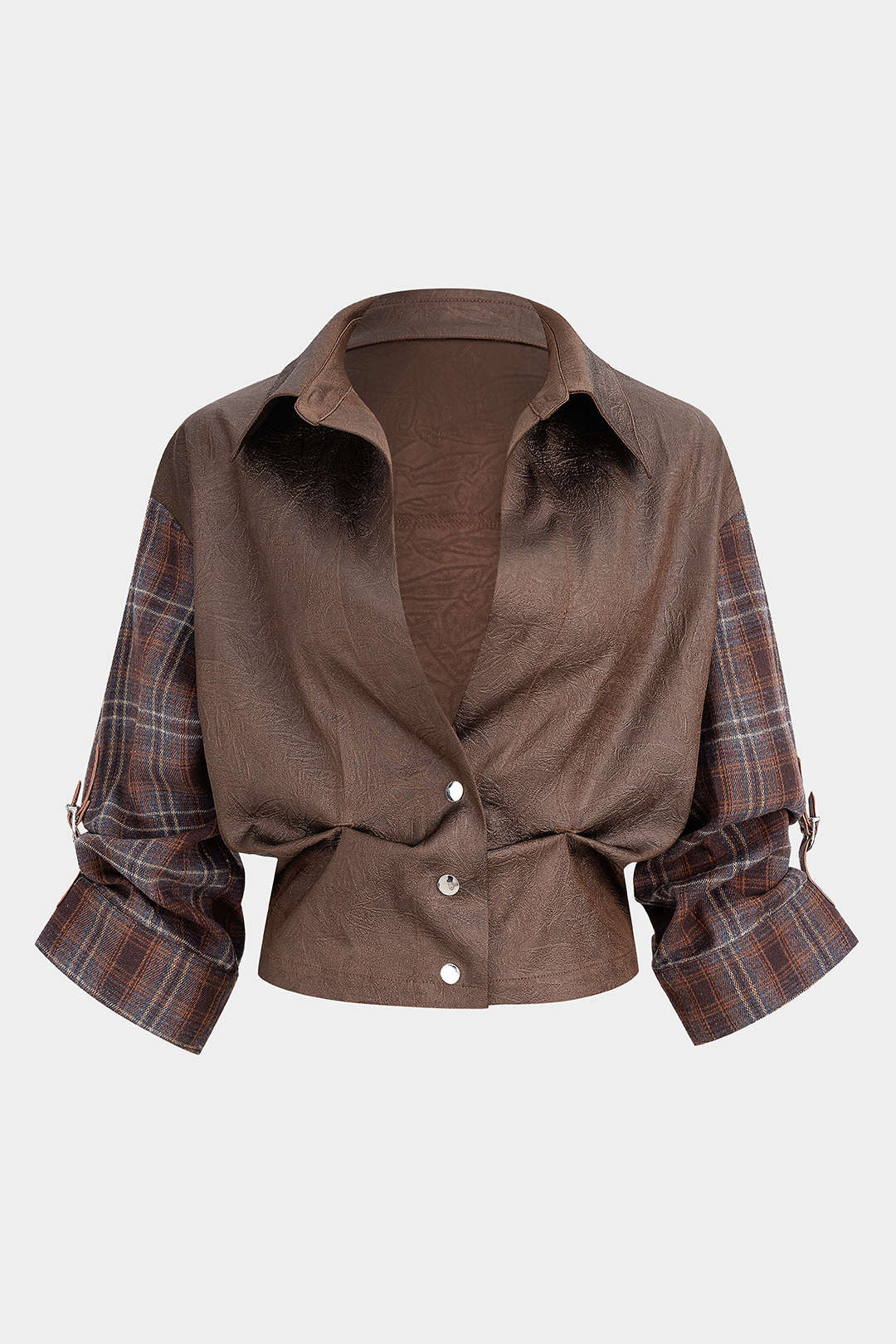Plaid Print Button Top - Flockneti