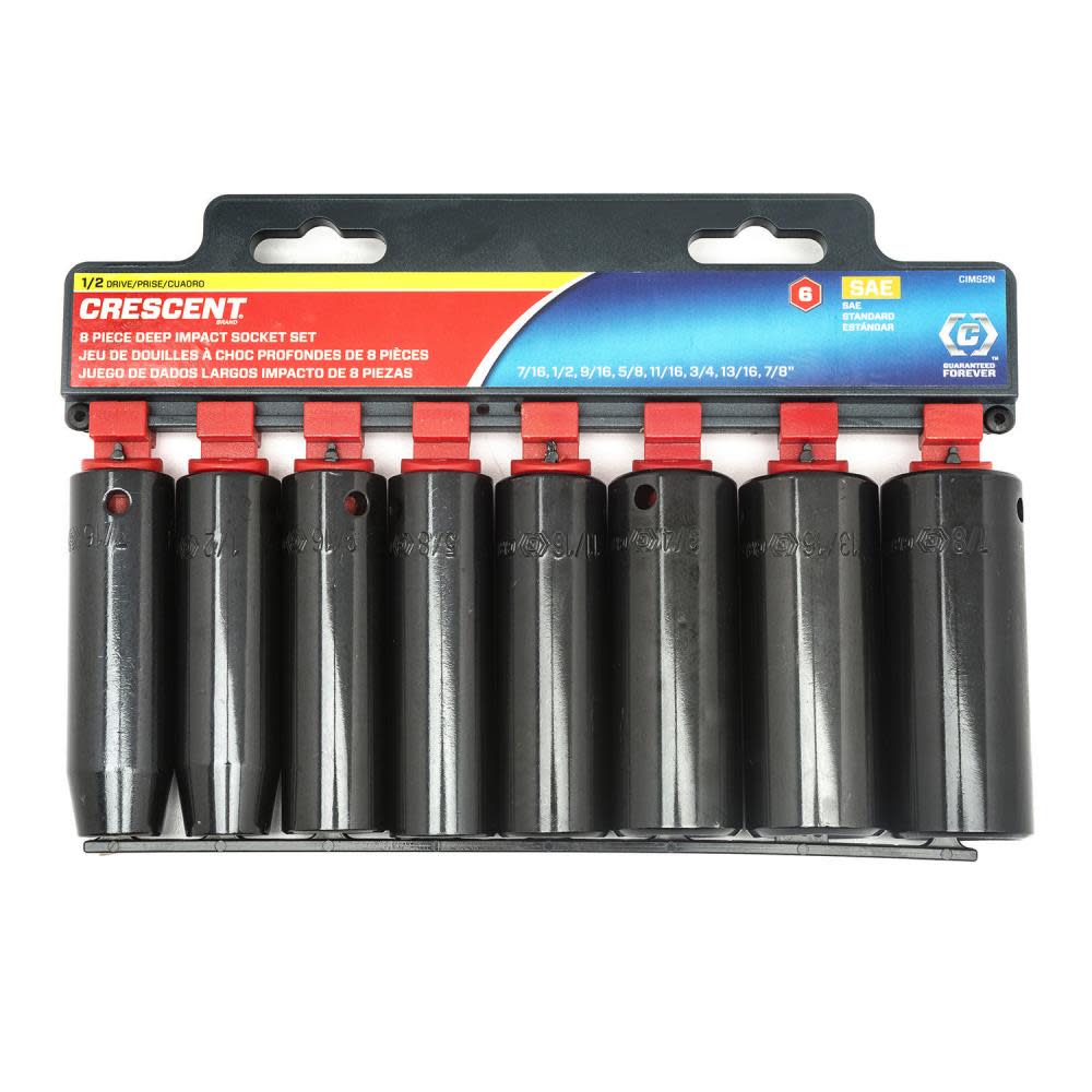 Crescent Socket Set 8 Pc. 1/2 In. Drive 6 Point Deep SAE - Flockneti