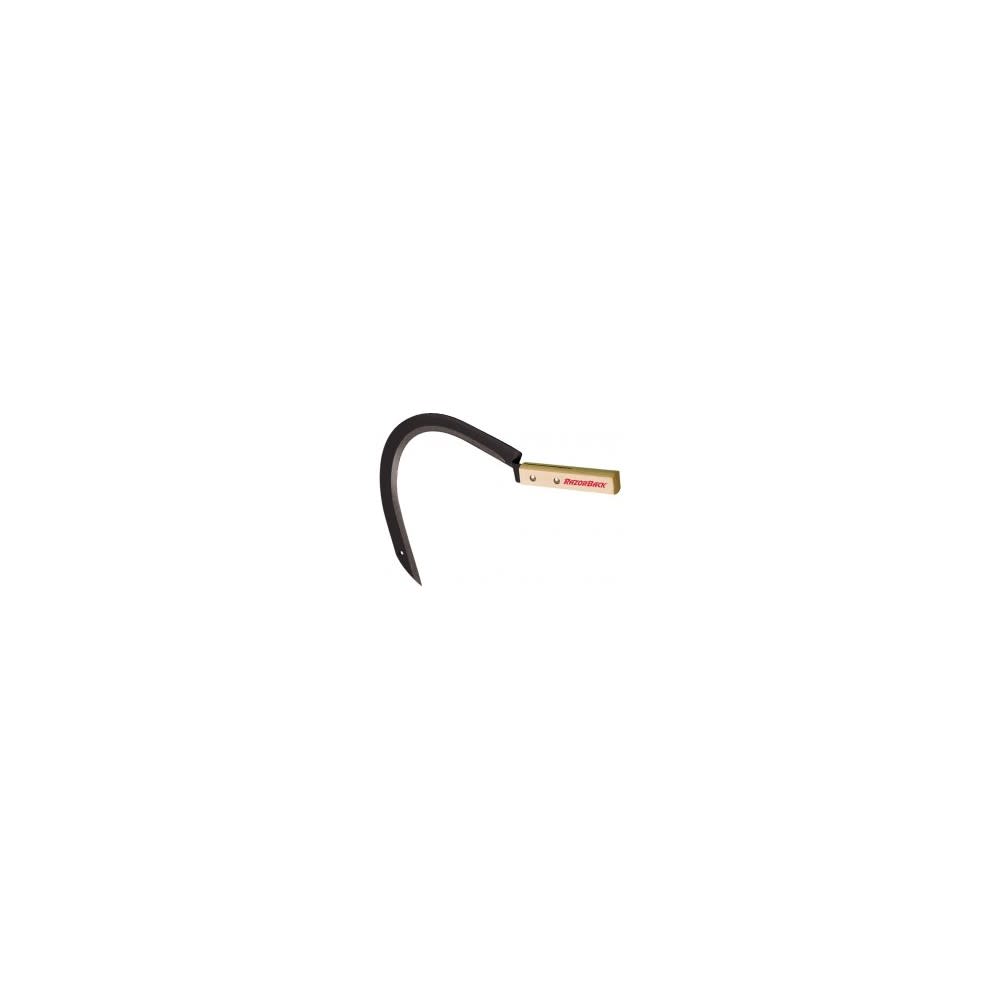 Razorback Handheld Tempered Steel Blade Grass Hook with Short Wood Handle - Flockneti