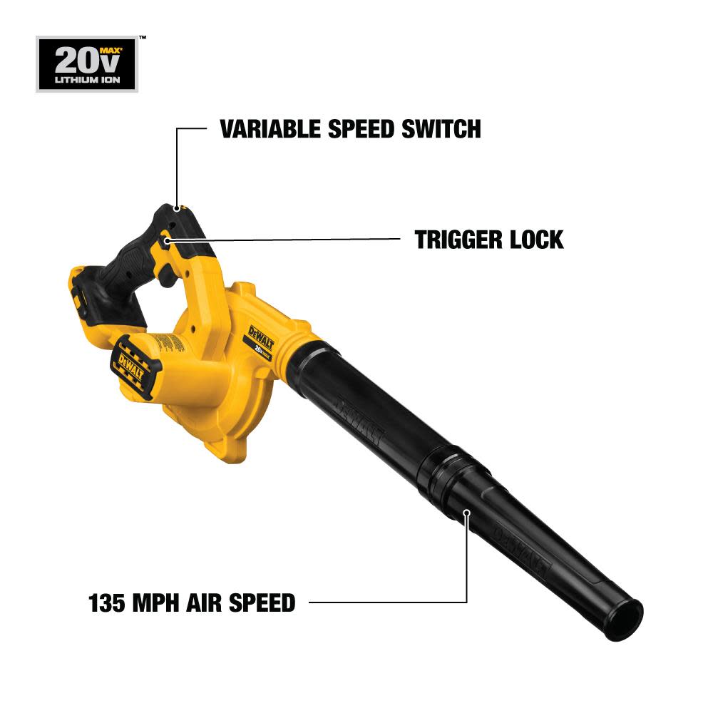 DEWALT 20V MAX Compact Jobsite Blower with Premium XR Lithium Ion 4Ah Battery Pack Bundle - Flockneti