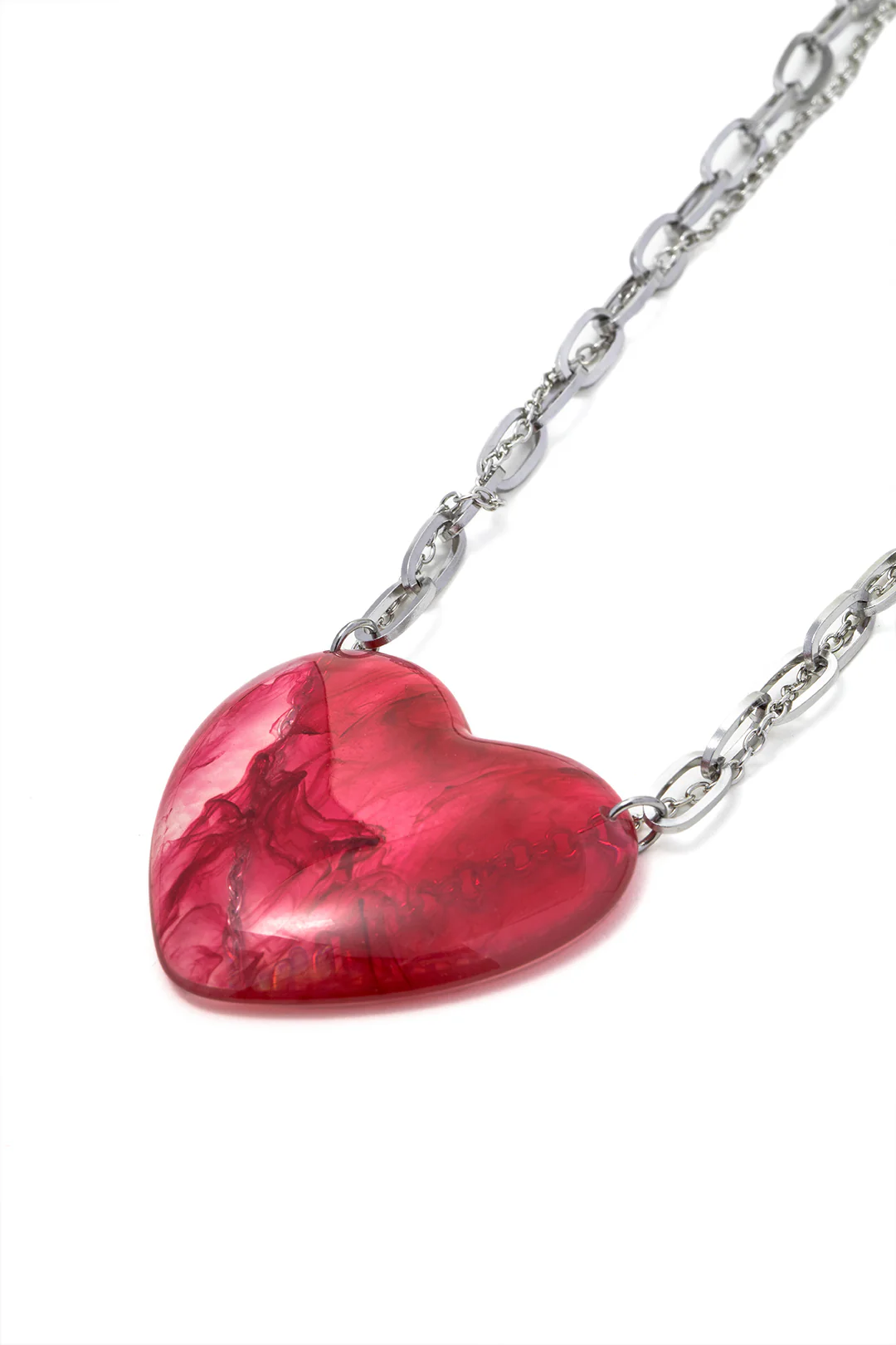 Silver Blood Red Heart Necklace - Flockneti