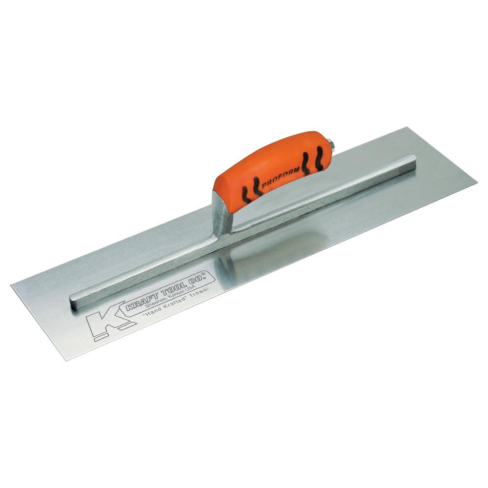 Kraft Tool Co 14 In. x 4-3/4 In. Carbon Steel Cement Trowel with ProForm Handle - Flockneti