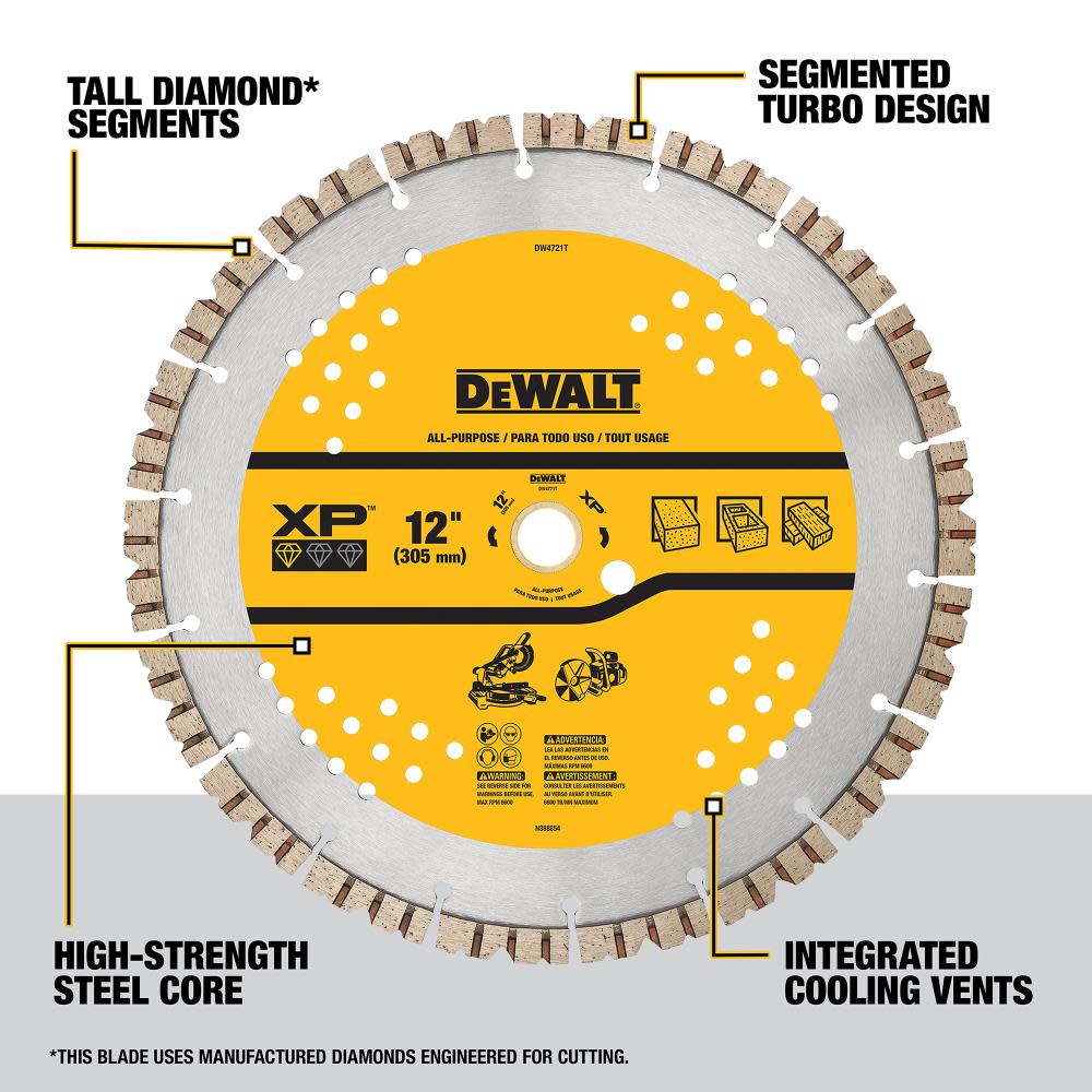 DEWALT Diamond Blade 12″ SEGMENTED XP ALL PURPOSE - Flockneti