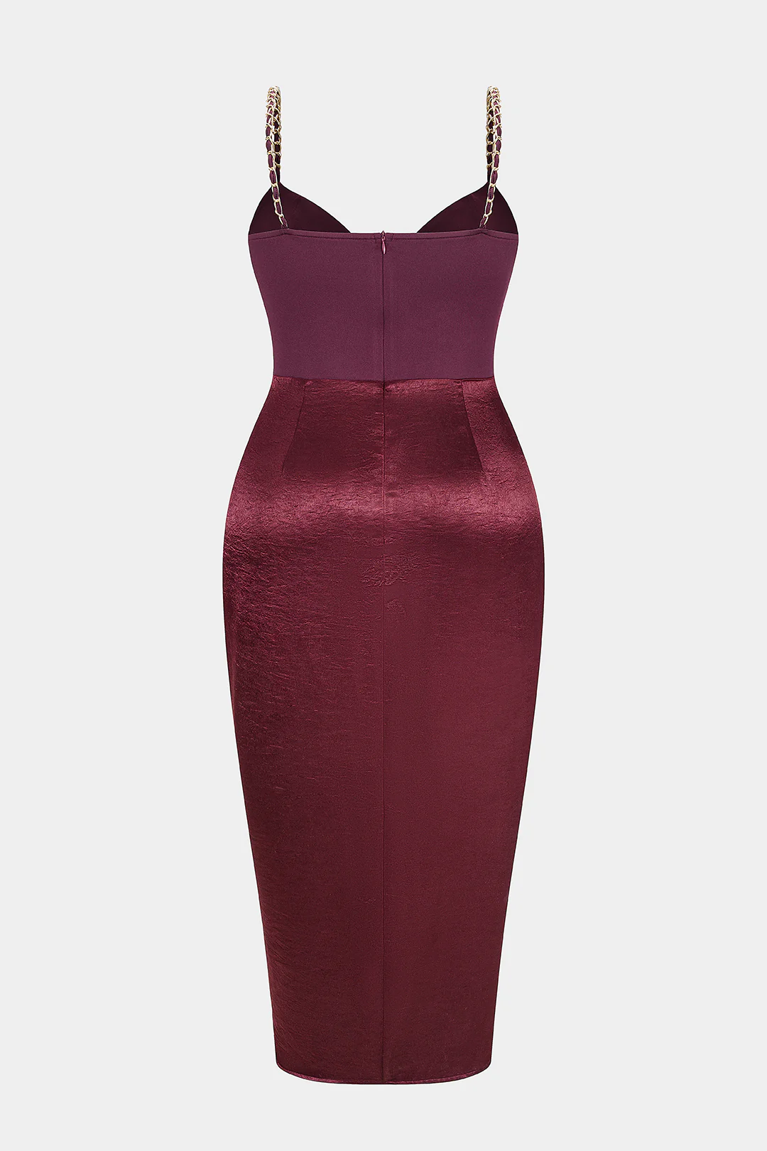 Plus Size Satin Patchwork Chain Slip Sleeveless Maxi Dress - Flockneti