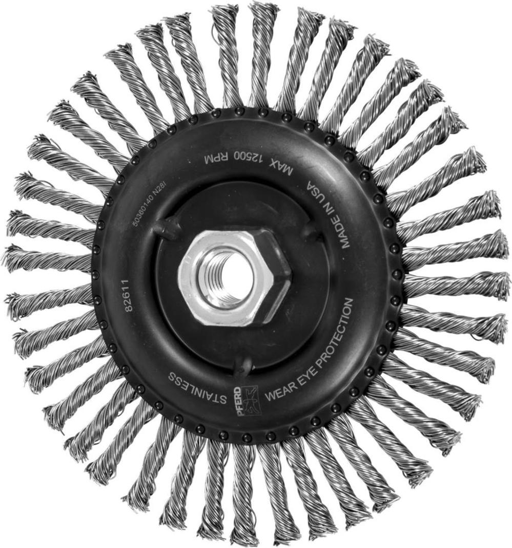 Pferd 6″ Stringer Bead Knot Wheel – .020 SS Wire 5/8-11 Thread 40 Knots - Flockneti