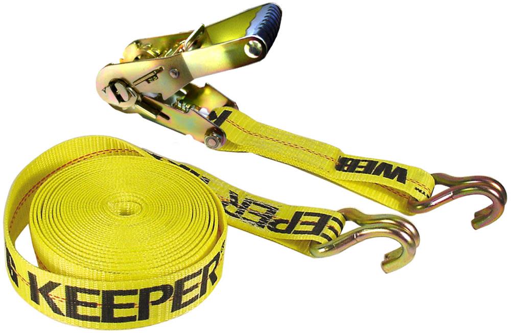 Keeper 27 Ft. x 2 In. Ratchet Tie Down with J Hooks - Flockneti