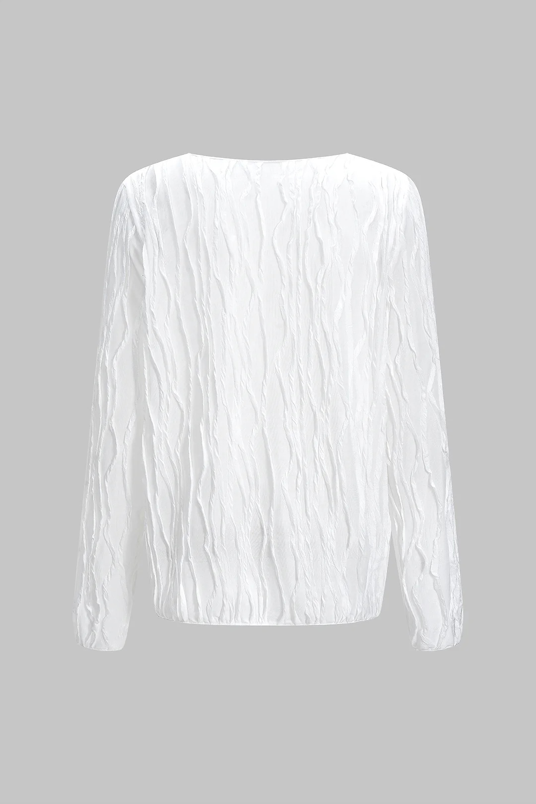 Textured Round Neck Long Sleeve T-Shirt - Flockneti