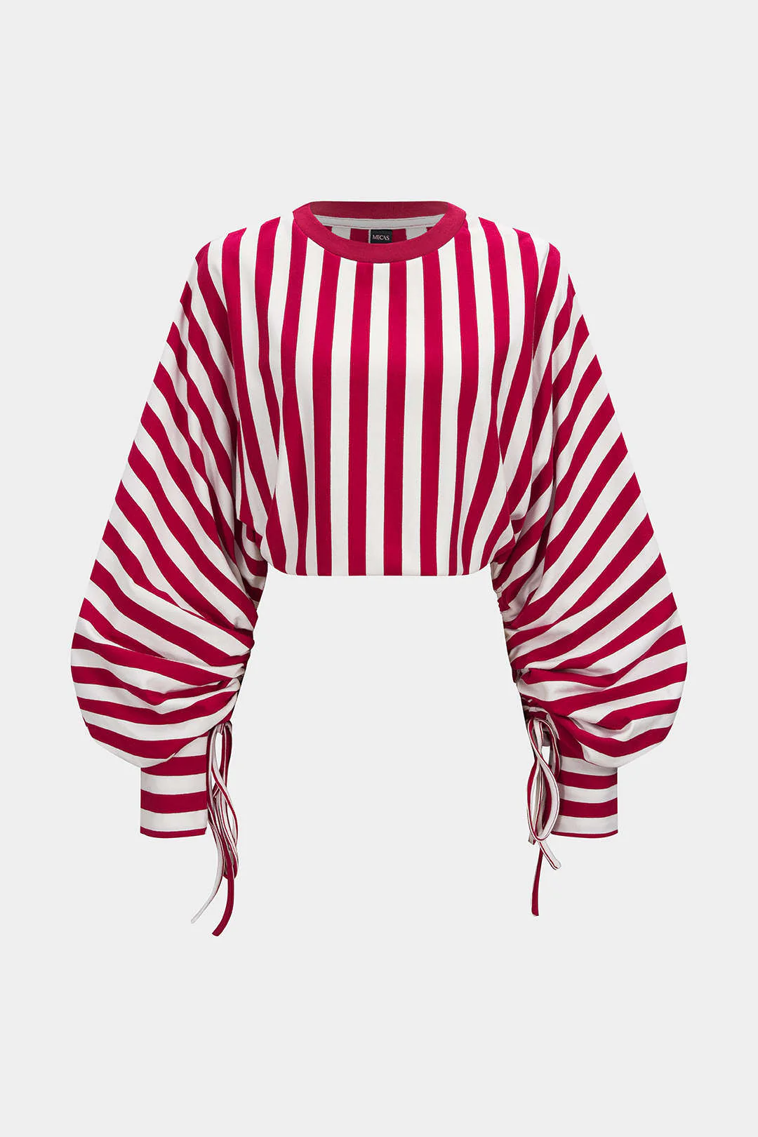 Contrast Stripes Print Tie-Up Long Sleeve Sweatshirt - Flockneti