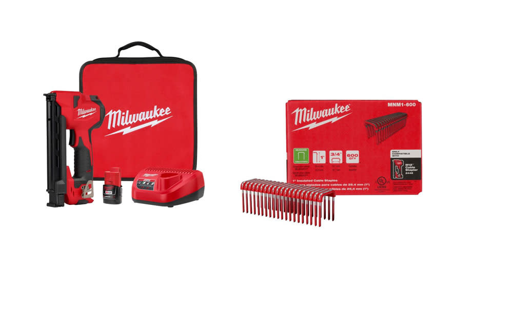 Milwaukee M12 Cable Stapler Kit with 1″ Insulated Cable Staples 600qty Bundle - Flockneti
