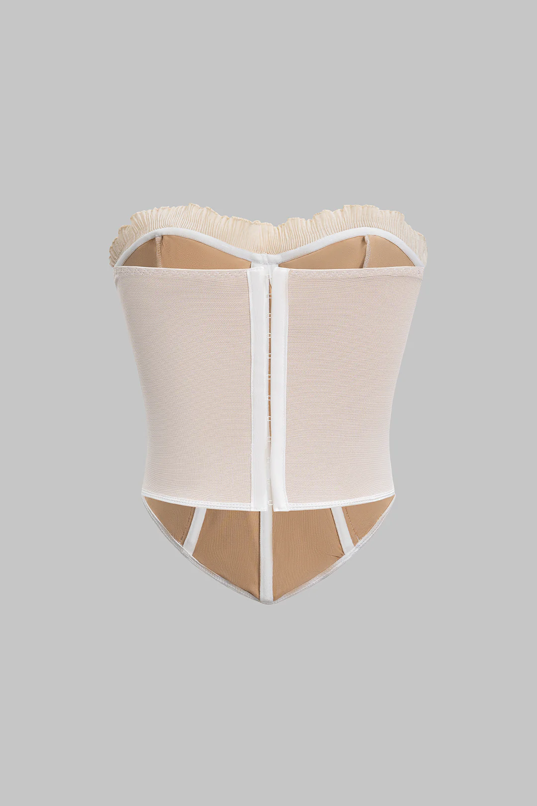 Mesh Embroidery Print Bow Tube Top - Flockneti