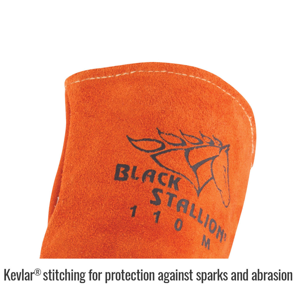 Black Stallion Welding Gloves Orange Split Cowhide Stick Large - Flockneti