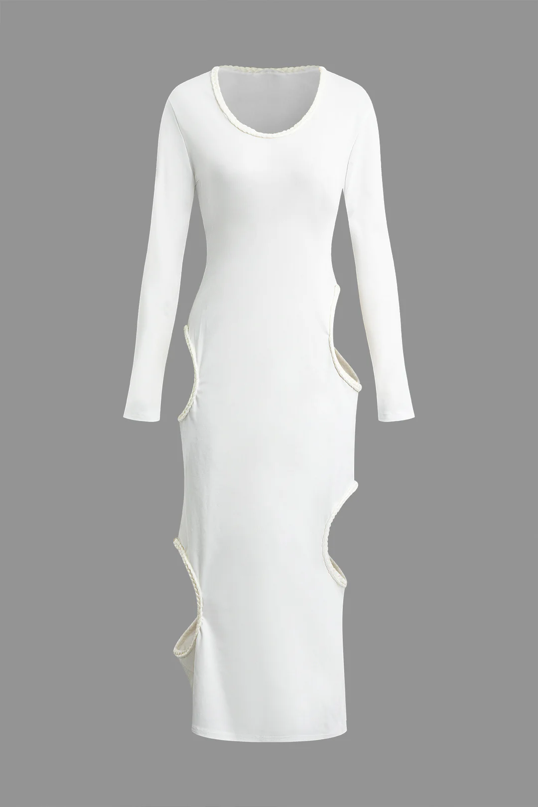 V-Neck Cut Out Long Sleeve Maxi Dress - Flockneti