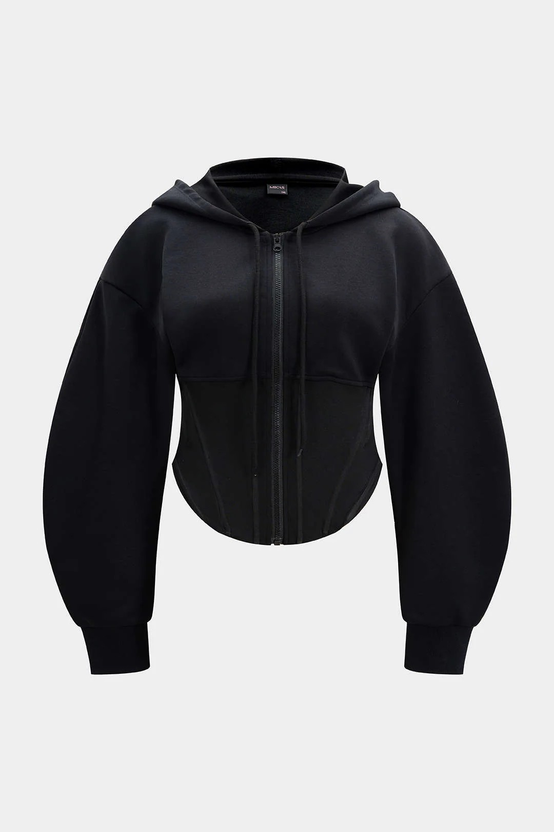Plus Size Corset Drawstring Zipper Hoodie - Flockneti