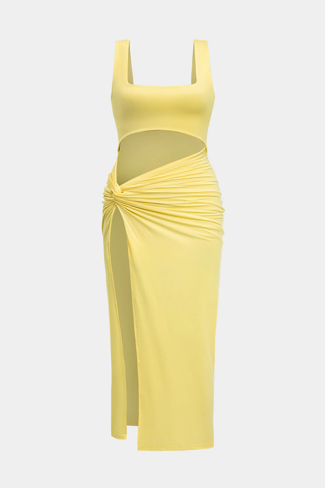Plus Size Slit Twist Knot  Midi Dress - Flockneti