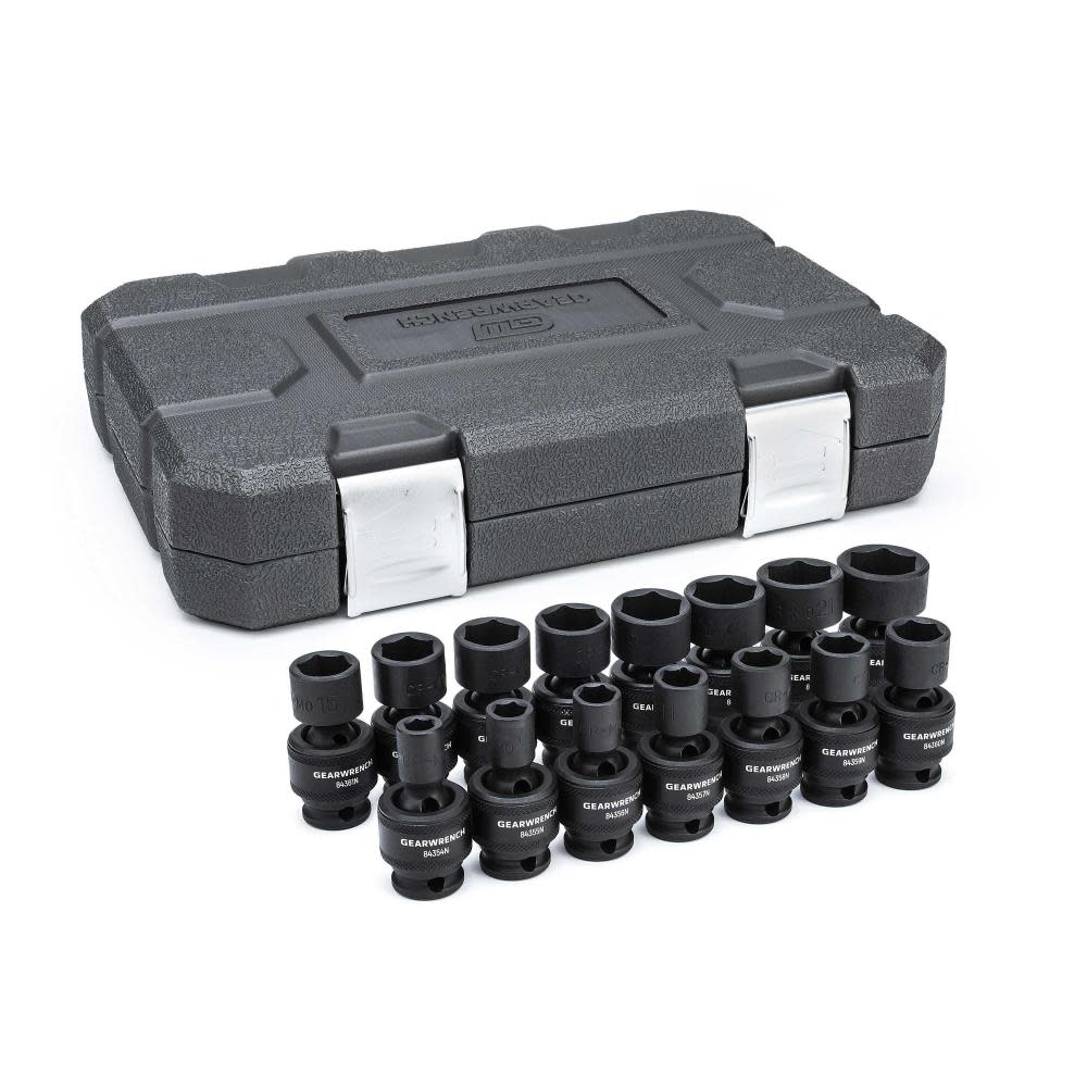 GEARWRENCH 15 Pc 3/8″ Drive 6 Point Standard Universal Impact Metric Socket Set - Flockneti