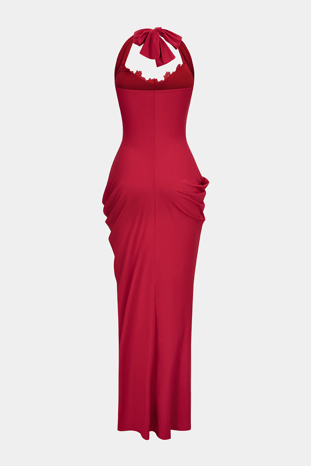 Halter Neck Ruched Backless Sleeveless Maxi Dress - Flockneti