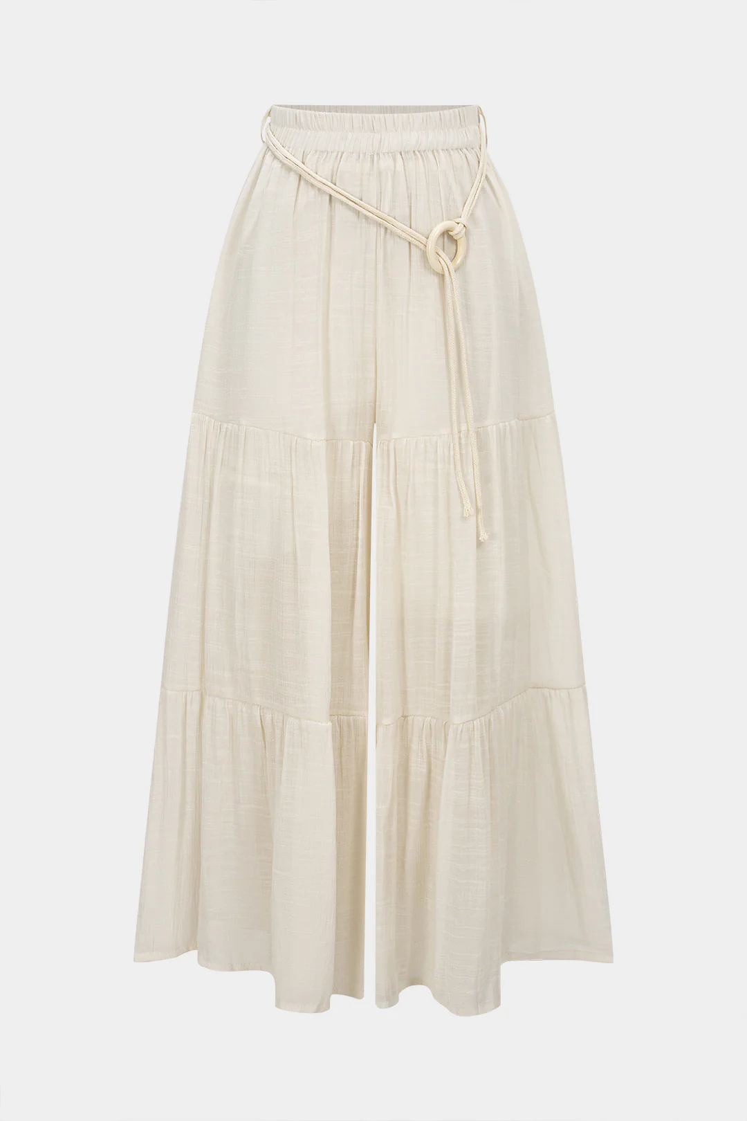 Belted Ruched High Waist Wide Leg Pants - Flockneti