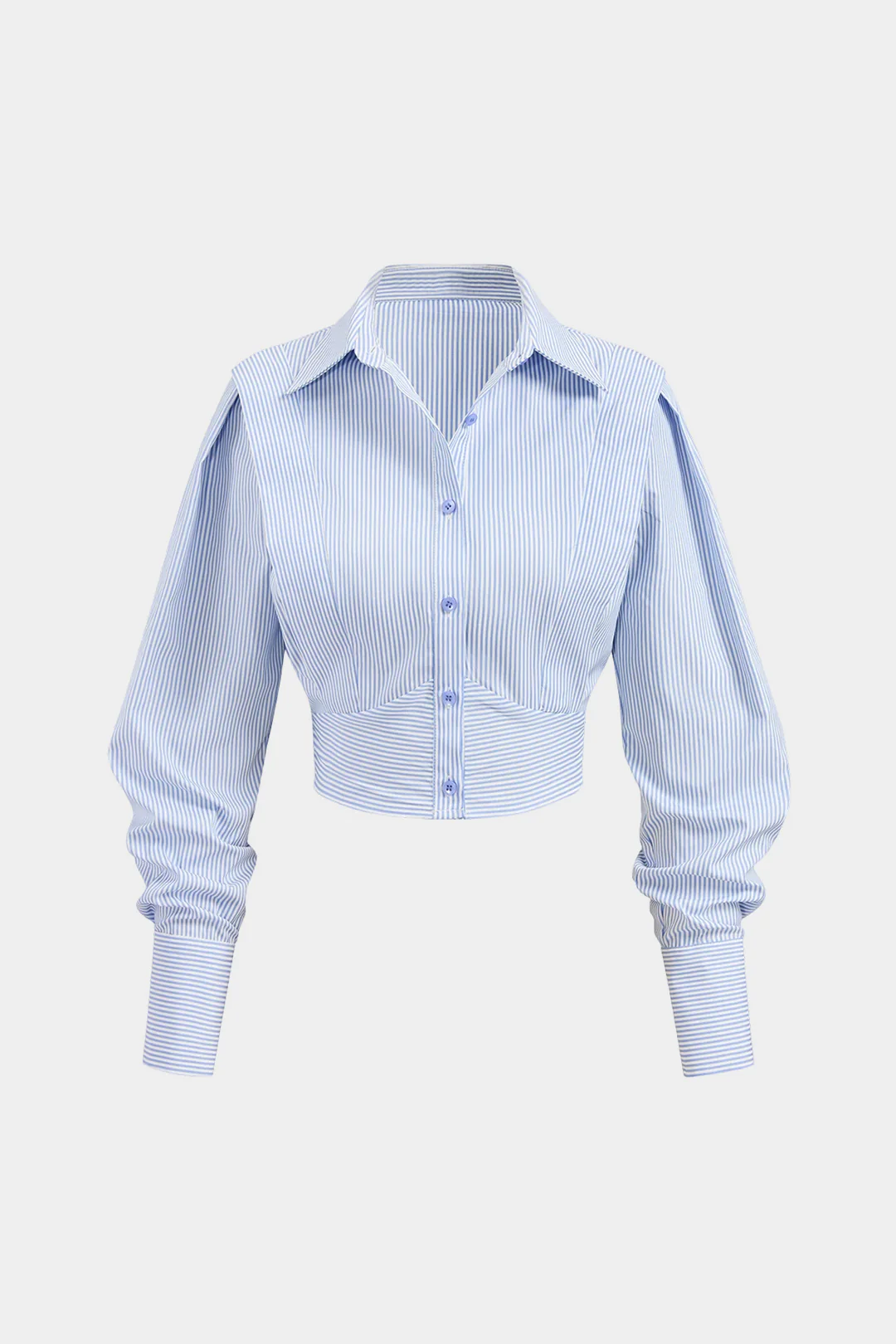 Stripes Print Lapel Button Long-Sleeve Shirt - Flockneti