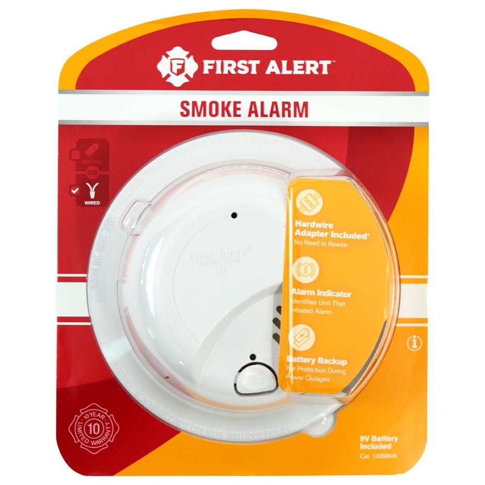 First Alert Hardwired 120-Volt AC Smoke Alarm with Adapter Plugs - Flockneti