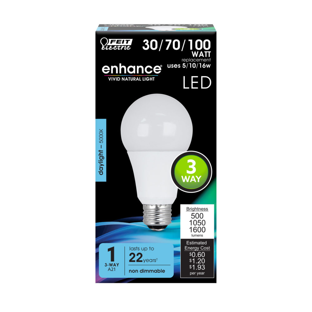 Feit Electric 30/70/100W A21 5000K 3-Way LED Bulb 1pk - Flockneti