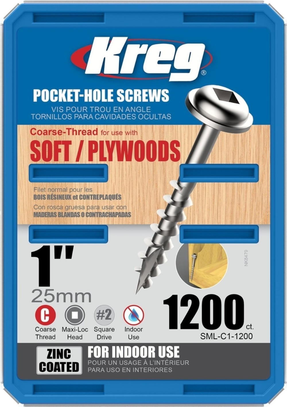 Kreg Pocket Screws – 1″ #8 Coarse Washer-Head 1200ct. - Flockneti