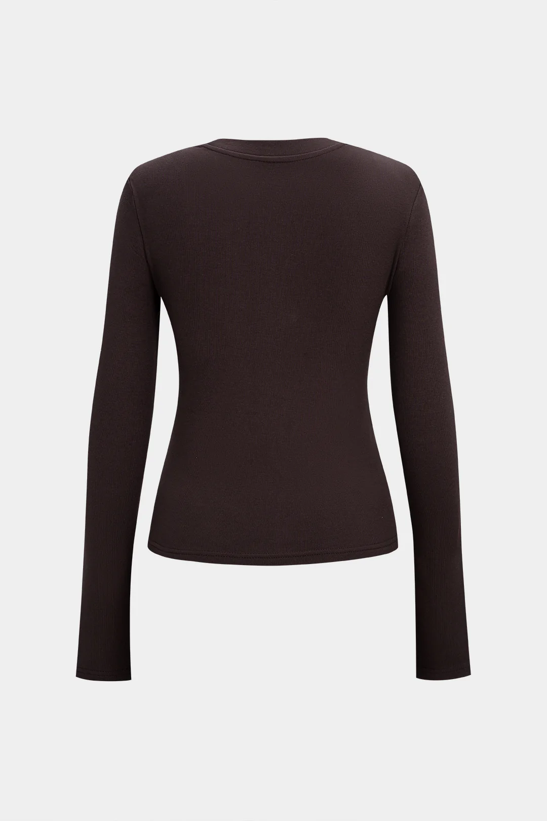 Round Neck Button Asymmetrical Long-Sleeve Top - Flockneti