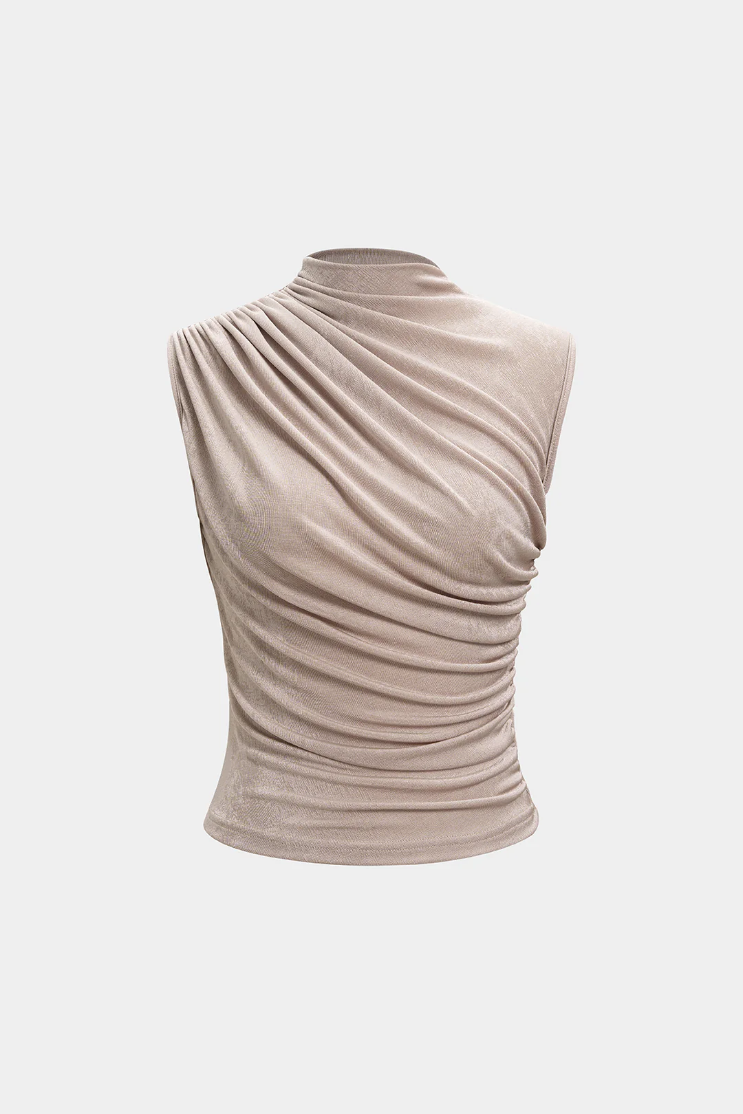 Mock Neck Ruched Tank Top - Flockneti