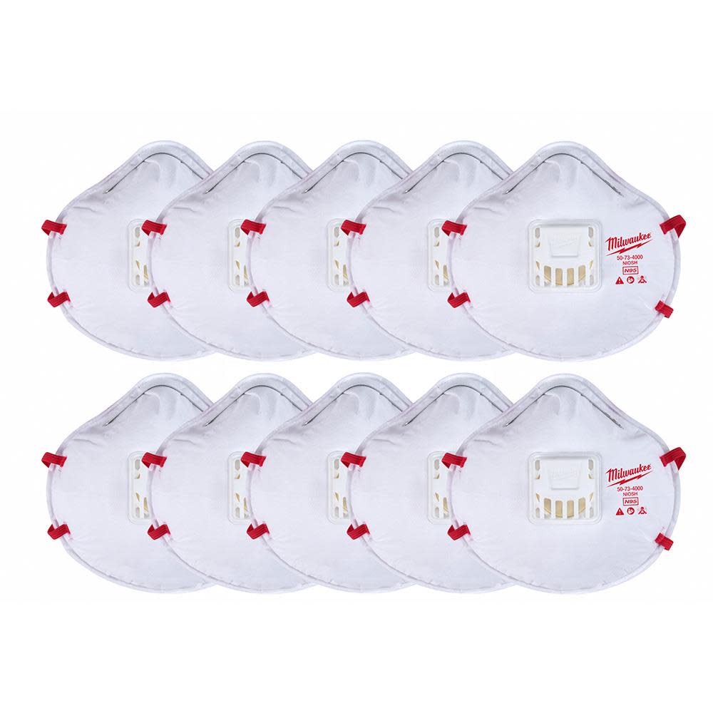 Milwaukee 10pk N95 Valved Respirator - Flockneti