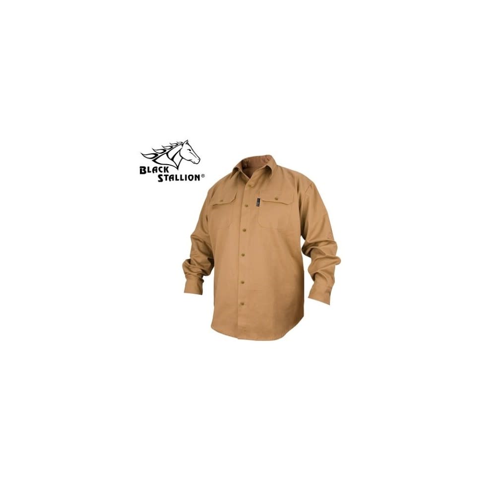 Black Stallion 7oz Khaki FR Cotton Work Shirt 3X - Flockneti