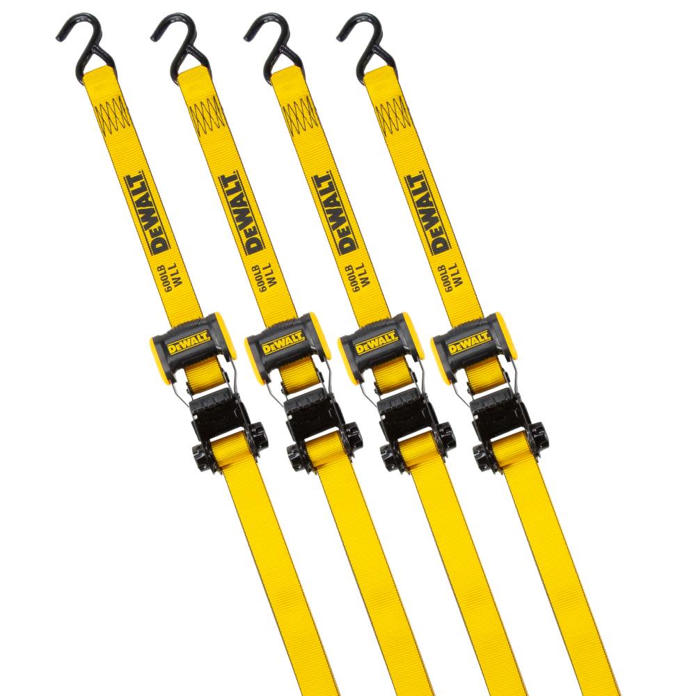 DEWALT 1.25″ x 12′ Ratchet Tie Down Straps 1800 LB Break Strength 4pk - Flockneti