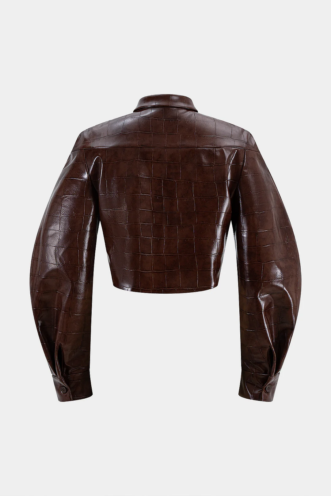 Faux Leather Pocket Cropped Jacket - Flockneti