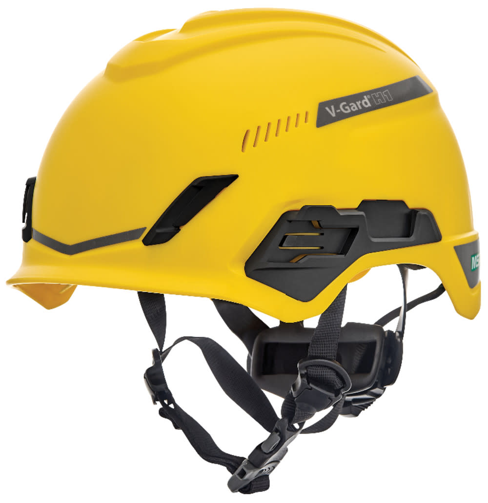 MSA Safety Works V Gard H1 Safety Helmet Trivent Yellow Fas Trac III Pivot - Flockneti
