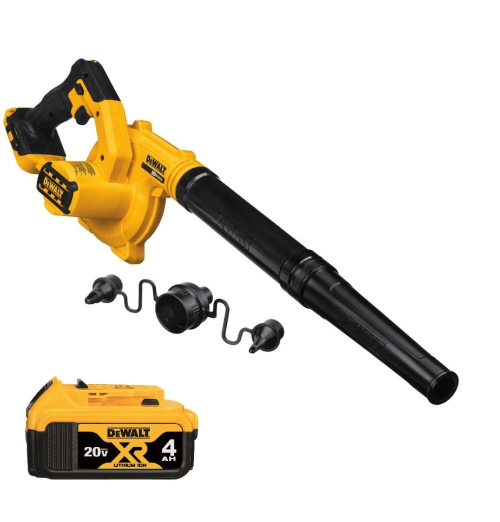 DEWALT 20V MAX Compact Jobsite Blower with Premium XR Lithium Ion 4Ah Battery Pack Bundle - Flockneti