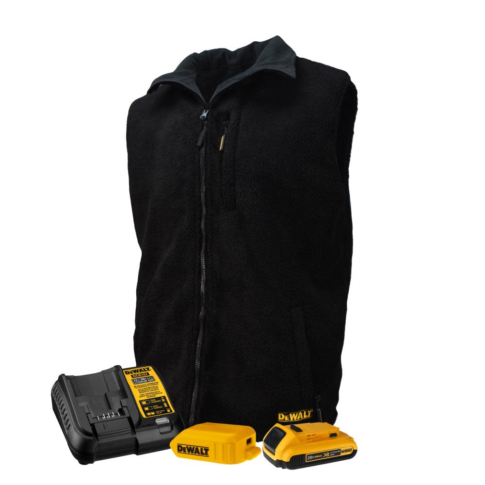 DEWALT Heated Kit Reversible Fleece Vest with Battery Black 2X - Flockneti