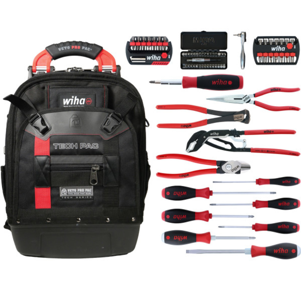 Wiha Contractor Tool Set RedStripe Tech Pac 63pc - Flockneti