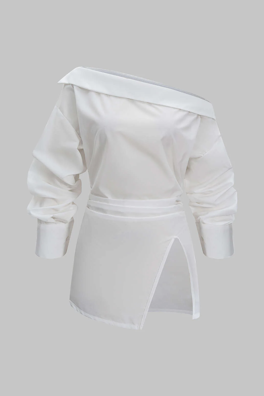 Off Shoulder Ruched Long-Sleeve Shirt - Flockneti