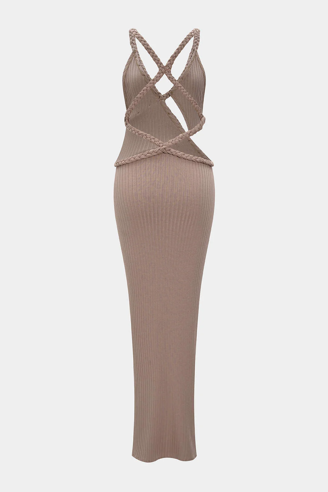 Asymmetrical Braided Backless Sleeveless Maxi Dress - Flockneti