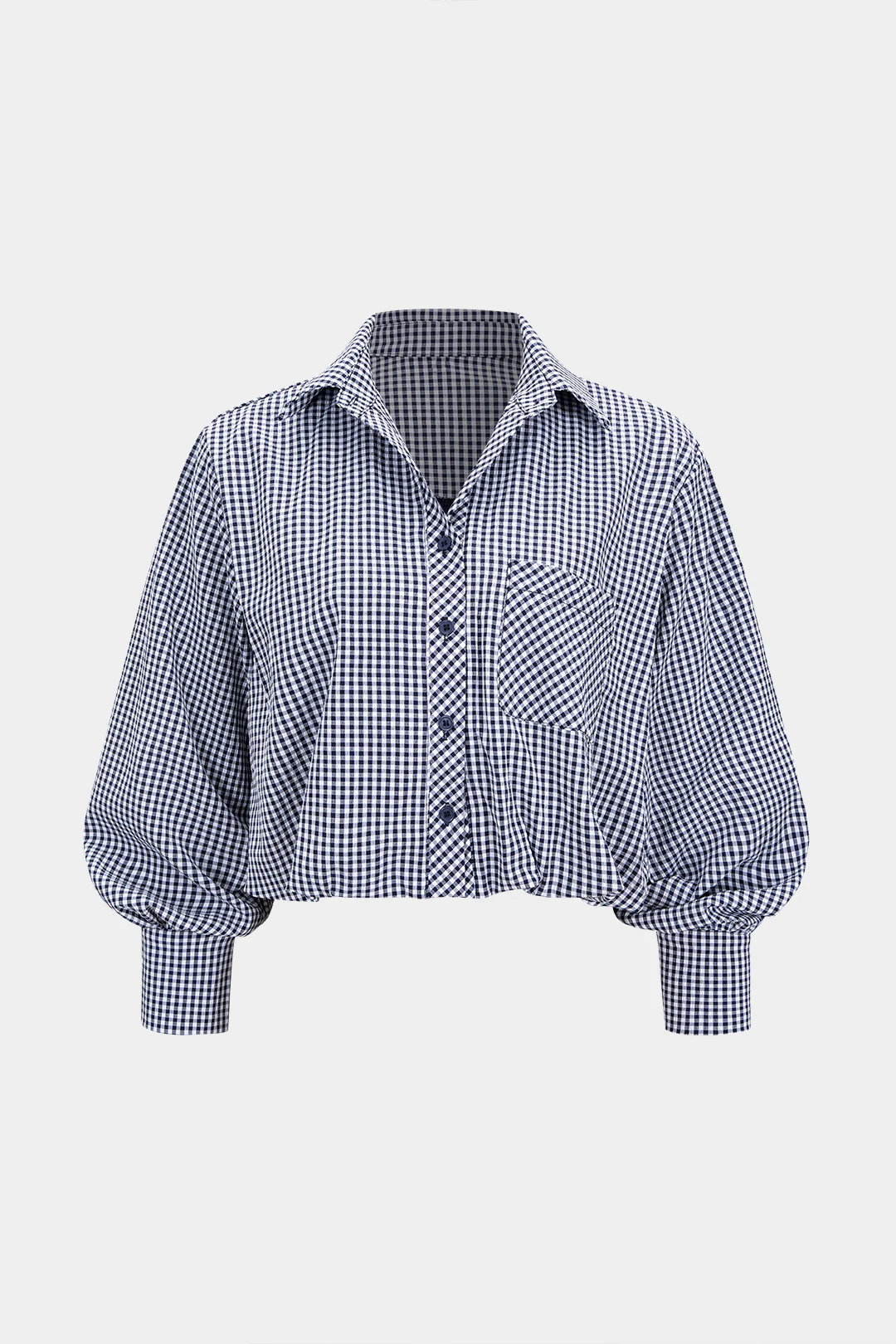 Plaid Print Lapel Button Long Sleeve Shirt - Flockneti