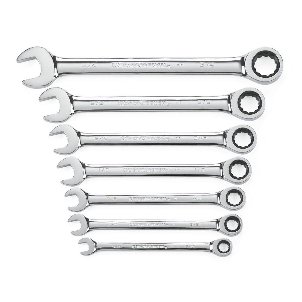 GEARWRENCH Ratcheting Wrench Set 7 pc. SAE Combination - Flockneti