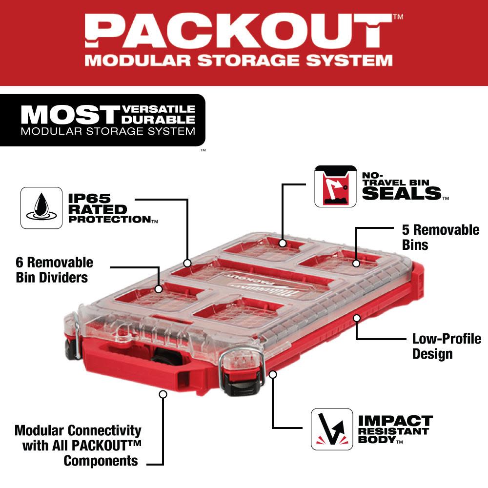 Milwaukee PACKOUT Compact Low-Profile Organizer - Flockneti