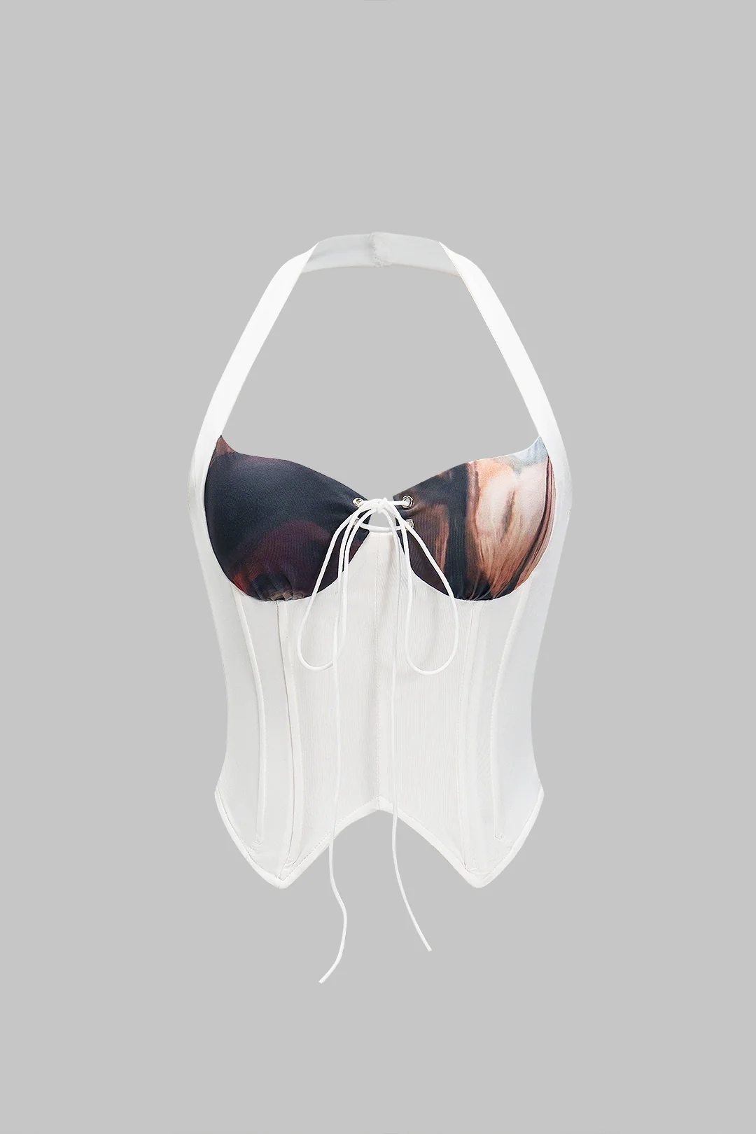 Halter Neck Bustier Drawstring Tank Top And Ruched Skirt Set - Flockneti